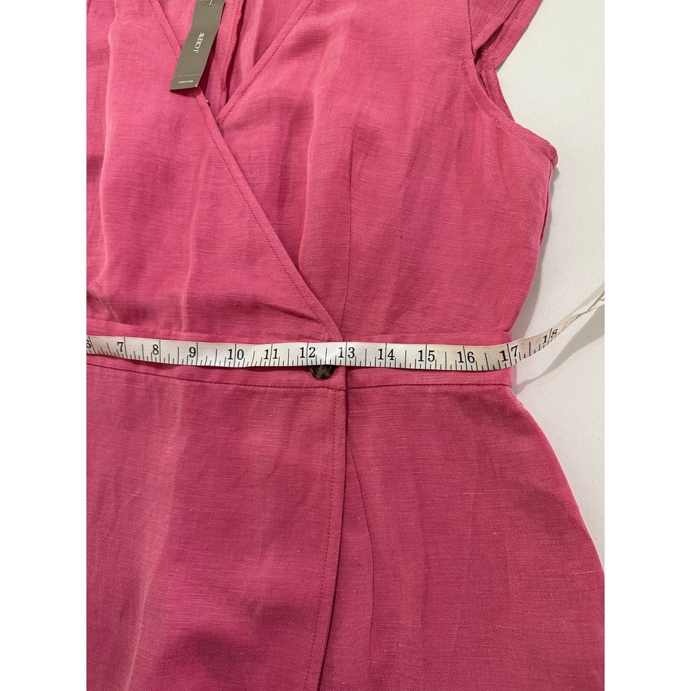 J.Crew Pink Linen Blend Wrap Dress V-Neck Cap Sleeve Size 14 - Picture 7 of 7
